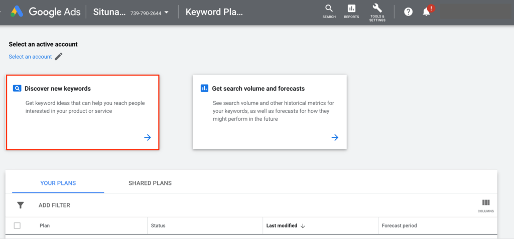 google keyword planner